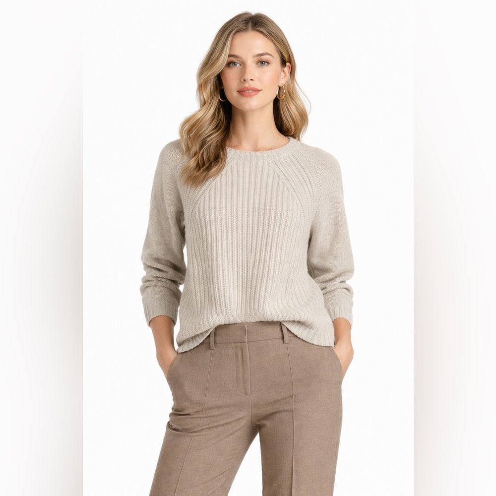 Vince Raglan Ribbed Wool & Cashmere Sweater in Cream - Women’s Sz XS